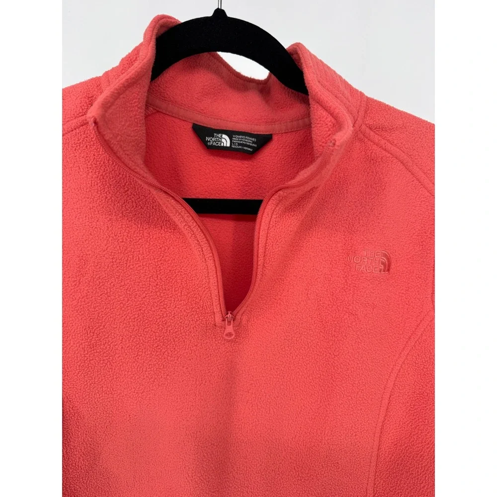 The North Face Womens TKA 100 Glacier Quarter Zip Fleece Pullover Coral Pink‎ L